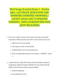 Med Surge &lpar;Lewis&rpar; Exam 1 - Evolve Q&A &vert; ACCURATE QUESTIONS AND ANSWERS &lpar;VERIFIED ANSWERS&rpar; &vert; LATEST &lpar;2026&sol;2027&rpar; UPDATED VERSION &vert; 100&percnt; GUARANTEED PASS &lbrace;JUST RELEASED&rcub;