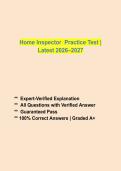 HOME INSPECTOR EXAM 2026&ndash;2027 &vert; EXAM QUESTIONS WITH VERIFIED CORRECT SOLUTIONS &vert; BRAND NEW VERSION &vert; GRADE A&plus;