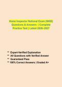 Home Inspector National Exam &lpar;NHIE&rpar; Questions & Answers 2026&ndash;2027 &vert; Complete Practice Test with Verified Correct Solutions &vert; Grade A&plus;