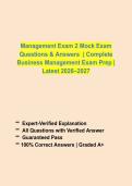 Management Exam 2 Mock Exam Questions & Answers 2026&ndash;2027 &vert; Complete Business Management Exam Prep with Verified Correct Solutions &vert; Grade A&plus;