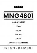 MNG4801 Assignment 2 Answers - Year Module &comma; 2026 &vert; Due date 27 July 2026