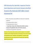 209 Kentucky Fire Sprinkler Inspector Practice &NewLine;Exam Questions and Correct Answers &lpar;Verified &NewLine;Answers&rpar; Plus Rationale 2027 Q&A&vert; Instant &NewLine;Download Pdf 