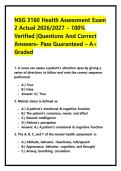 NSG 3160 Health Assessment Exam 2 Actual 2026&sol;2027 &ndash; 100&percnt; Verified &vert;Questions And Correct Answers&ndash; Pass Guaranteed &ndash; A&plus; Graded 