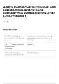 LEADING MARINES WARFIGHTING EXAM WITH CORRECT ACTUAL QUESTIONS AND CORRECTLY WELL DEFINED ANSWERS LATEST ALREADY GRADED A&plus;