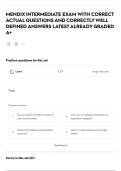 MENDIX INTERMEDIATE EXAM WITH CORRECT ACTUAL QUESTIONS AND CORRECTLY WELL DEFINED ANSWERS LATEST ALREADY GRADED A&plus; 