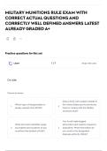 MILITARY MUNITIONS RULE EXAM WITH CORRECT ACTUAL QUESTIONS AND CORRECTLY WELL DEFINED ANSWERS LATEST ALREADY GRADED A&plus;