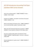 ACC100 Introductory Accounting Final Exam Questions With Correct Answers&period;