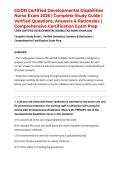 CDDN Certified Developmental Disabilities Nurse Exam 2026 &vert; Complete Study Guide &vert; Verified Questions&comma; Answers & Rationales &vert; Comprehensive Certification Exam Prep