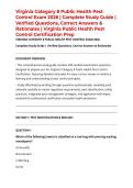 Virginia Category 8 Public Health Pest Control Exam 2026 &vert; Complete Study Guide &vert; Verified Questions&comma; Correct Answers & Rationales &vert; Virginia Public Health Pest Control Certification Prep