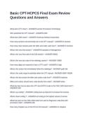 Basic CPT-HCPCS Final Exam Review Questions and Answers
