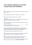 CPT & HCPCS CODING CH 1-6 EXAM 1 QUESTIONS AND ANSWERS