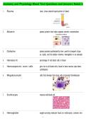 Anatomy and Physiology Blood Test Questions and Answers Rated A