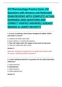 ATI Pharmacology Practice Exam 150 Questions with Answers and Rationales EXAM REVIEWS WITH COMPLETE ACTUAL EXAM2025-2026 QUESTIONS AND CORRECT VERIFIED ANSWERS&sol; ALREADY GRADED A&plus; &lpar;MOST RECENT&excl;&excl;&rpar;