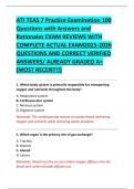 ATI TEAS 7 Practice Examination 100 &NewLine;Questions with Answers and &NewLine;Rationales EXAM REVIEWS WITH &NewLine;COMPLETE ACTUAL EXAM2025-2026 &NewLine;QUESTIONS AND CORRECT VERIFIED &NewLine;ANSWERS&sol; ALREADY GRADED A&plus; &NewLine;&lpar;MOST RECENT&excl;&excl;&rpar;