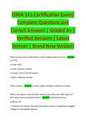 OSHA 511 Certification Exam&vert; Complete Questions and Correct Answers &vert; Graded A&plus; &vert; Verified Answers &vert; Latest Version &vert; Brand New Version&excl; 