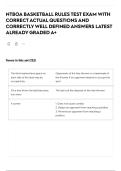 NTBOA BASKETBALL RULES TEST EXAM WITH CORRECT ACTUAL QUESTIONS AND CORRECTLY WELL DEFINED ANSWERS LATEST ALREADY GRADED A&plus;
