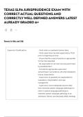 TEXAS SLPA JURISPRUDENCE EXAM WITH CORRECT ACTUAL QUESTIONS AND CORRECTLY WELL DEFINED ANSWERS LATEST ALREADY GRADED A&plus;