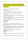 ICAEW ACA Accounting Exam Updated&NewLine;Actual Question and Answer &lpar;2026&sol;2027&rpar;&NewLine;&vert; Grade A&plus;