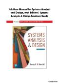 Systems Analysis and Design 10th Edition Solutions Manual &vert; Kendall &vert; Complete Chapter Solutions for Systems Analysis & Design