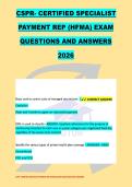 CSPR- CERTIFIED SPECIALIST  &NewLine;PAYMENT REP &lpar;HFMA&rpar; EXAM &NewLine;QUESTIONS AND ANSWERS &NewLine;2026 