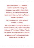 Solutions Manual Canadian Income Taxation Planning and Decision Making 2025-2026 &lpar;2025 Release&rpar; 28th Edition By Abraham Iqbal&comma; Joan Kitunen&comma; Matthew Roman&comma; William Buckwold