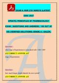 EXAM 4&colon; NUR 210&sol; NUR210 &lpar;LATEST &NewLine;2026&sol; 2027 &NewLine;UPDATE&rpar; PRINCIPLES OF PHARMACOLOGY &NewLine;EXAM &vert; QUESTIONS AND ANSWERS &vert; 100 OUT OF &NewLine;100 &lpar;VERIFIED SOLUTIONS&rpar; GRADE A &vert; GALEN&period;&sol;