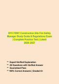 NYC FDNY Construction Site Fire Safety Manager Study Guide & Regulations &lpar;2026&ndash;2027&rpar; Questions and Verified Answers with Rationales &vert; Latest CSFSM Exam Prep &vert; Grade A&plus;
