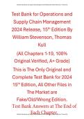 Solutions Manual with Test Bank Test Bank Operations and Supply Chain Management 2024 Release By William Stevenson&comma; Thomas Kull 