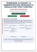 Tennessee Category 10 Demonstration&comma; Research & Regulatory Pest Control Exam - 220 Questions with Verified Answers & Rationales &lpar;Latest Guidelines&rpar;