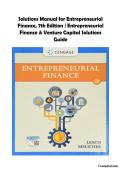 Entrepreneurial Finance 7th Edition Solutions Manual &vert; Leach &vert; Complete Chapter Solutions for Entrepreneurial Finance & Venture Capital
