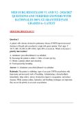 MED SURG HESI EXAMS V1 AND V2 - 2026&sol;2027  QUESTIONS AND VERIFIED ANSWERS WITH  RATIONALES 100&percnt; GUARANTEED PASS  GRADED A&plus; LATEST