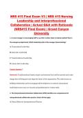 NRS 415 Final Exam V3 &vert; NRS 415 Nursing &NewLine;Leadership and Interprofessional &NewLine;Collaboration &vert; Actual Q&A with Rationale &NewLine;&lpar;NRS415 Final Exam&rpar; &vert; Grand Canyon &NewLine;University 