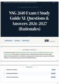 NSG 2610 Exam 1 Study Guide XL Questions & Answers 2026-2027 &lpar;Rationales&rpar;