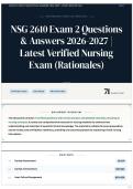 NSG 2610 Exam 2 Questions & Answers 2026-2027 &vert; Latest Verified Nursing Exam &lpar;Rationales&rpar;