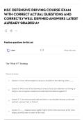 NSC DEFENSIVE DRIVING COURSE EXAM WITH CORRECT ACTUAL QUESTIONS AND CORRECTLY WELL DEFINED ANSWERS LATEST ALREADY GRADED A&plus; 