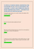 NATIONAL NURSING HOME ADMINISTRATOR LICENSURE EXAM ACTUAL QUESTIONS AND ANSWERS - LATEST AND COMPLETE UPDATE WITH VERIFIED SOLUTIONS &ndash; ASSURED PASS WITH INSTANT DOWNLOAD PDF