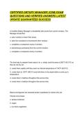 CERTIFIED DIETARY MANAGER &lpar;CDM&rpar; EXAM QUESTIONS AND VERIFIED ANSWERS LATEST UPDATE GUARANTEED SUCCESS