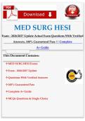 MED SURG HESI EXAM - 2026&sol;2027 UPDATE ACTUAL EXAM QUESTIONS WITH VERIFIED ANSWERS A&plus; GRADED &vert;&vert;100&percnt; GUARANTEED PASS
