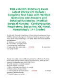 BSN 266 HESI Med Surg Exam Latest 2026&sol;2027 Update &vert; Complete Test Bank with Verified Questions and Answers and Detailed Rationales &vert; Medical-Surgical Nursing &vert; Cardiovascular&comma; Respiratory&comma; Endocrine&comma; GI&comma; Renal&comma; Hematologic &vert; A&plus; Graded