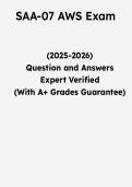 SAA-07 AWS Exam &vert; Questions & Verified Answers &vert; Comprehensive AWS Certification Exam Review Study Guide PDF &vert; 2026