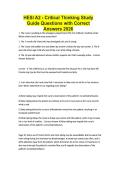 HESI A2 - Critical Thinking Study Guide Questions with Correct Answers 2026