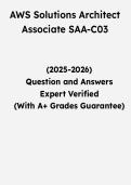 AWS Solutions Architect Associate SAA-C03 &vert; Questions & Verified Answers &vert; Comprehensive AWS Certification Exam Review Study Guide PDF &vert; 2026