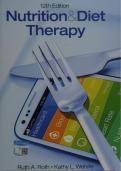 Test Bank For Nutrition and Diet Therapy&comma; 12th Edition by Ruth A&period; Roth&comma; Kathy L&period; Wehrle 