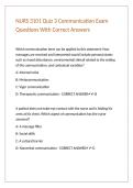 NURS 3101 Quiz 3 Communication Exam Questions With Correct Answers