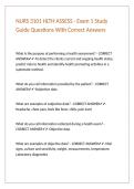 NURS 3101 HLTH ASSESS - Exam 1 Study Guide Questions With Correct Answers 