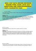 WGU C207 Data-Driven Decision-Making Final Exam Study Guide &vert; Latest 2026&sol;2027