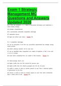 Exam 1 Strategic Management MC Questions and Answers Updated 2026