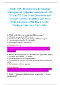 WGU C954 Information Technology &NewLine;Management Objective Assessment &vert; OA&NewLine;V1 and V2 Test Exam Questions and &NewLine;Correct Answers &lpar;Verified Answers&rpar; &NewLine;Plus Rationales 2026 &NewLine;