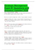 Strategic Management Exam -1 Questions and Answers Updated 2026