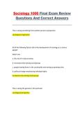 Sociology 1000 Final Exam Review &ndash; Questions and Correct Answers